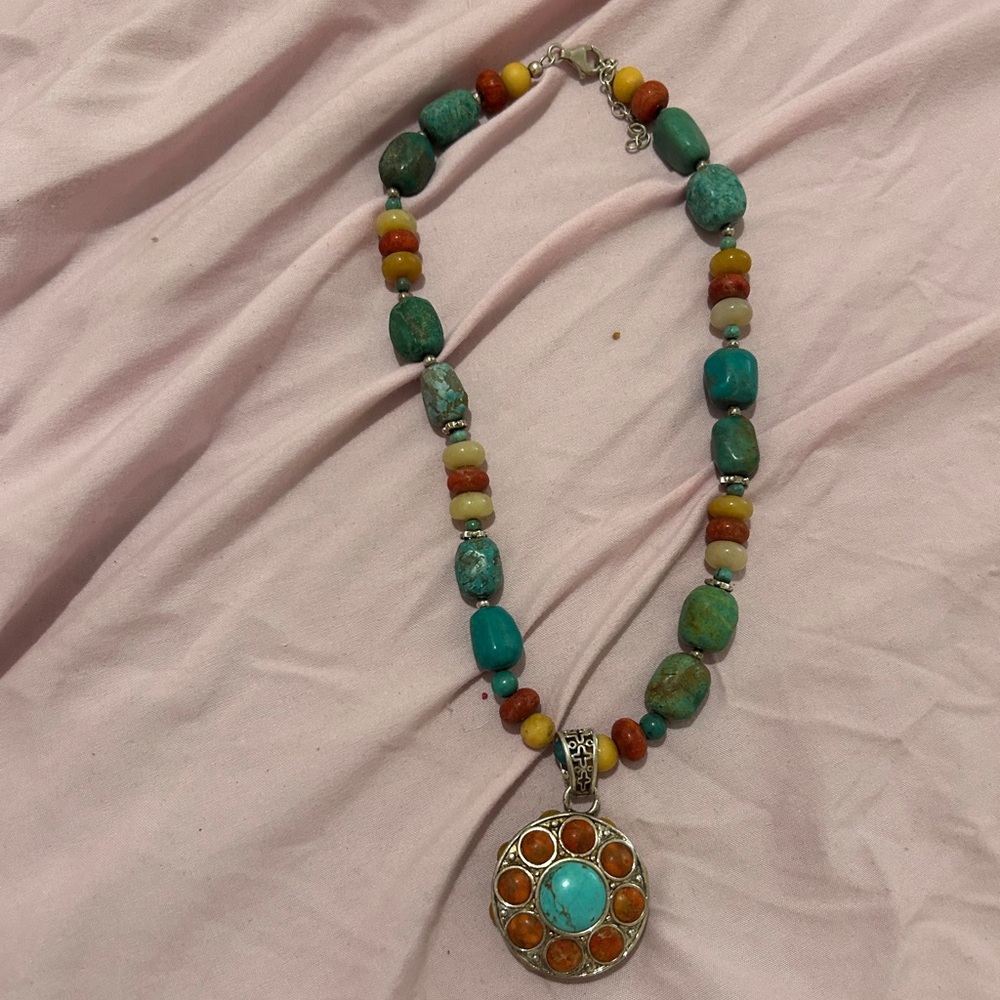 Studio Barse Turquoise and Orange Necklace